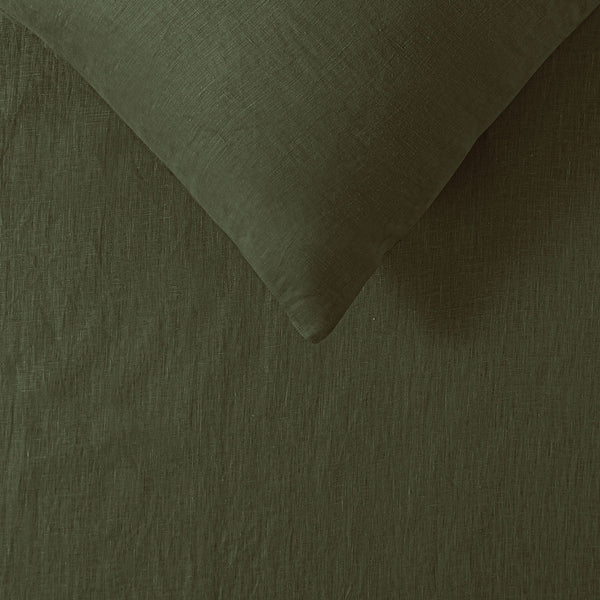 Vintage Design Homeware Linen Quilt Doona Duvet Cover Olive Super King