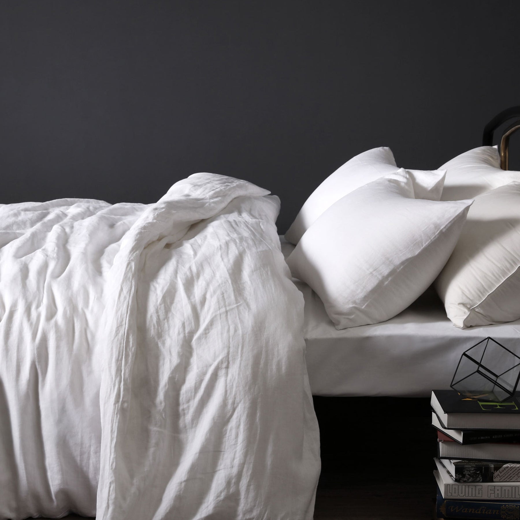 Vintage Design Homewares Linen Quilt Doona Duvet Cover Set White Double