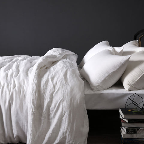 Vintage Design Homewares Linen Quilt Doona Duvet Cover Set White Double