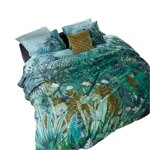 Bedding House Madagascar Forest Green Cotton Quilt Doona Duvet Cover Queen