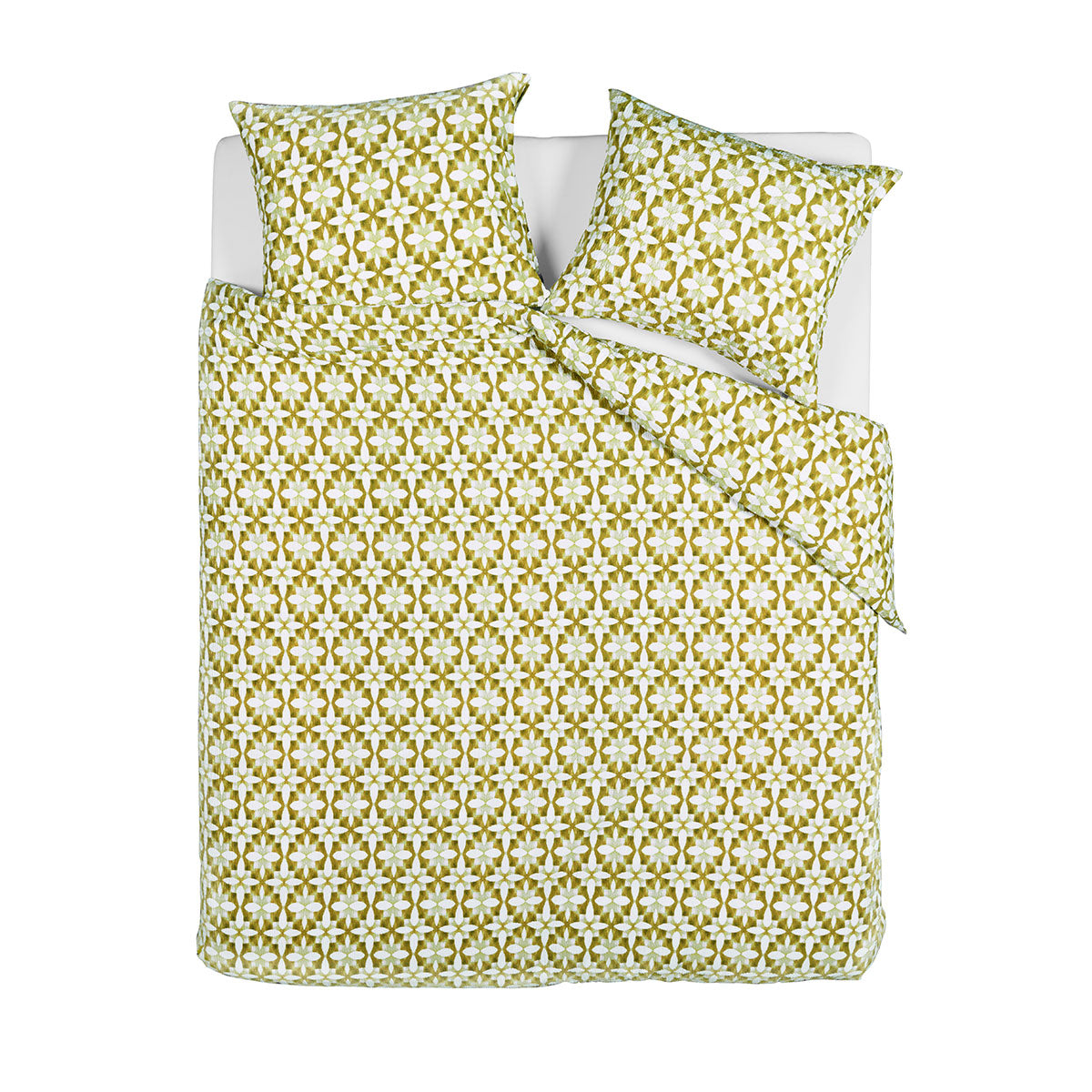 Bedding House Mae Floral Tile Seersucker Quilt Doona Duvet Cover Green King