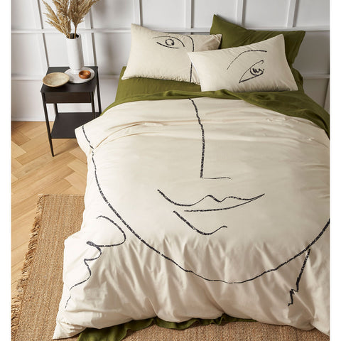Accessorize Matisse Woman Cotton Quilt Doona Duvet Cover Natural King