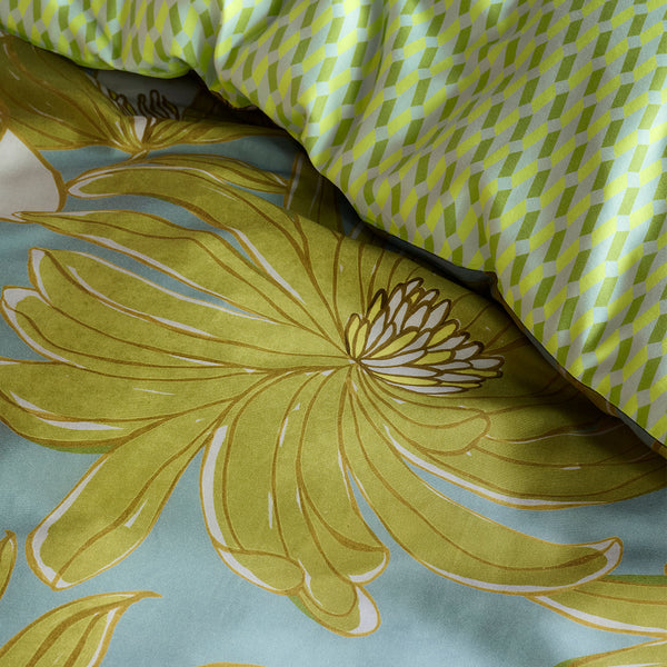 Oilily Melodi Floral Cotton Satin Quilt Doona Duvet Cover Green Queen