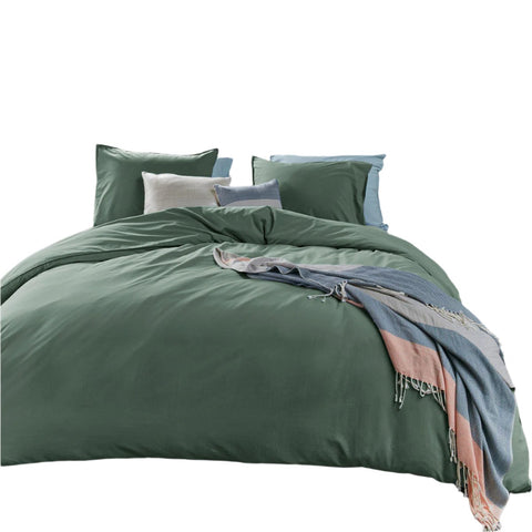 Bedding House Organic Cotton Green Quilt Doona Duvet Cover Set King
