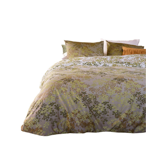 Bedding House Pantalla Floral Bamboo Cotton Quilt Doona Duvet Cover Green Queen