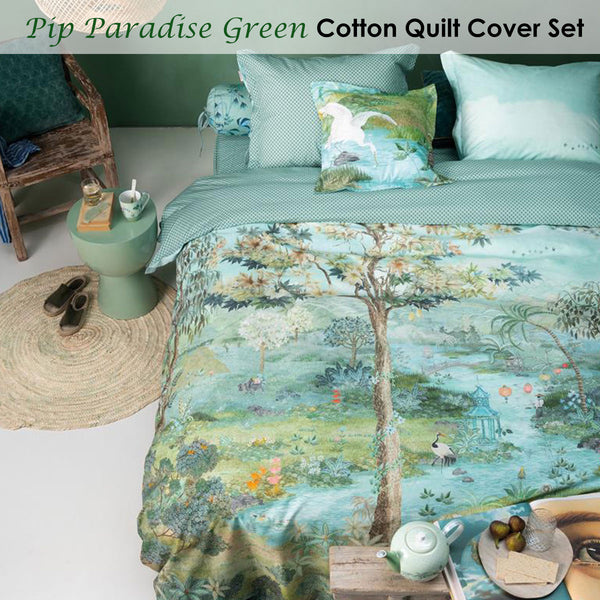 PIP Studio Pip Paradise River Mountains Quilt Doona Duvet Cover Green King