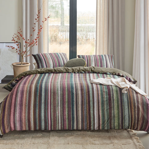Bedding House Roman Striped Cotton Quilt Doona Duvet Cover Set Queen