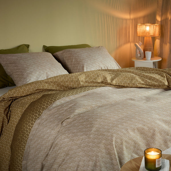 Bedding House Sanna Cotton Percale Quilt Doona Duvet Cover Gold King