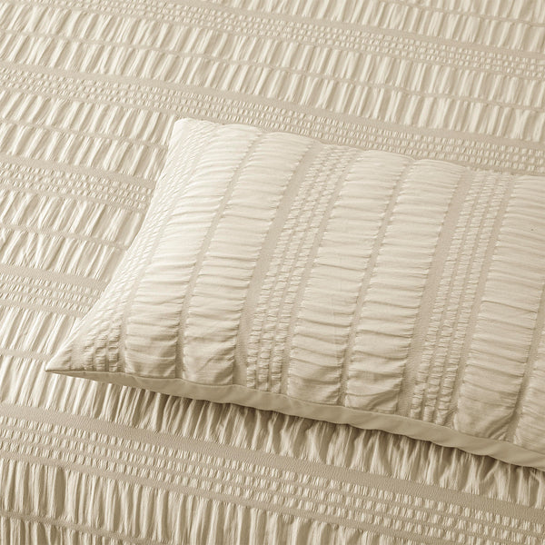 Accessorize Seersucker Polyester Quilt Doona Duvet Cover Natural King