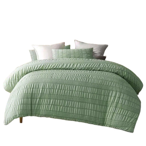 Accessorize Seersucker Polyester Quilt Doona Duvet Cover Sage Queen