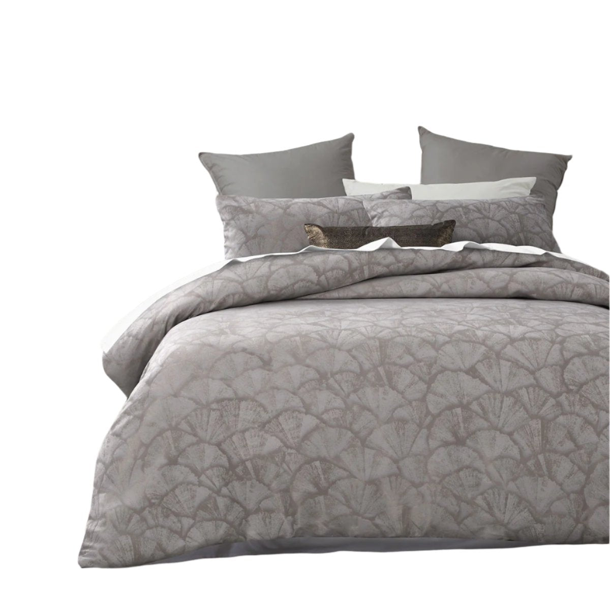 Accessorize Shells Jacquard Quilt Doona Duvet Cover Grey Queen