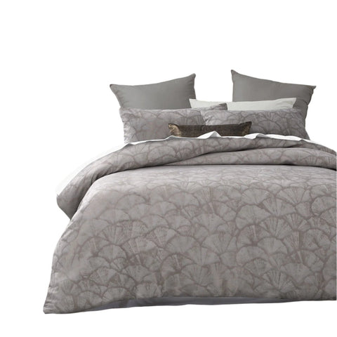 Accessorize Shells Jacquard Quilt Doona Duvet Cover Grey Queen