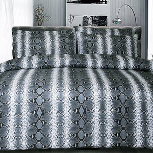 Big Sleep Snake Skin Black Microfibre Quilt Doona Duvet Cover Set Double