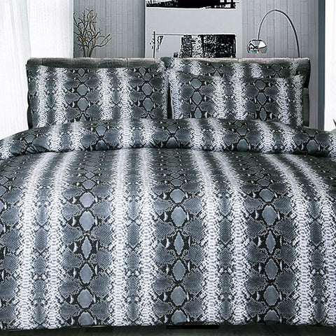 Big Sleep Snake Skin Black Microfibre Quilt Doona Duvet Cover Set Double