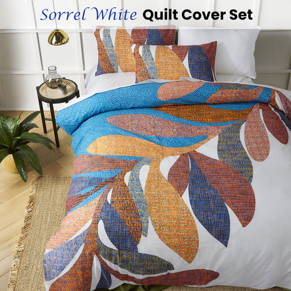 Accessorize Sorrel Foliage Cotton Quilt Doona Duvet Cover White Queen
