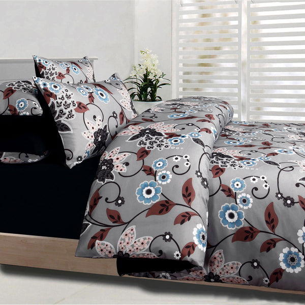 The Big Sleep Stafford Floral Microfibre Quilt Doona Duvet Cover Set Grey Double