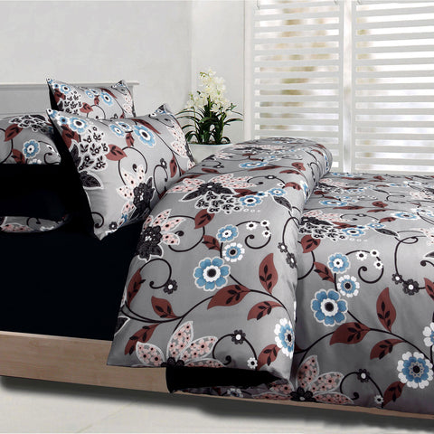 The Big Sleep Stafford Floral Microfibre Quilt Doona Duvet Cover Set Grey Double