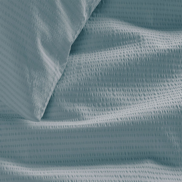 Bedding House Summer Seersucker Quilt Doona Duvet Cover Blue Grey Queen