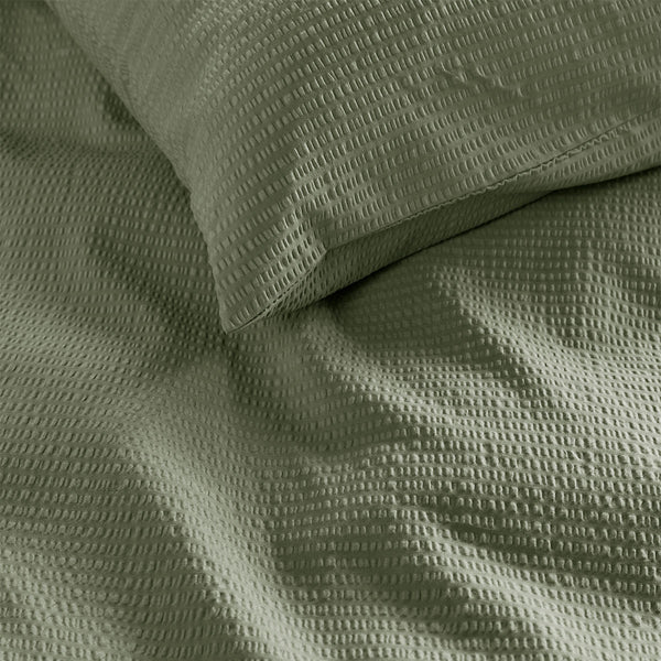 Bedding House Summer Seersucker Cotton Quilt Doona Duvet Cover Green King