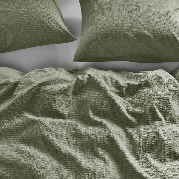 Bedding House Summer Seersucker Cotton Quilt Doona Duvet Cover Green King