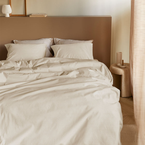 Bedding House Summer Seersucker Cotton Quilt Doona Duvet Cover Sand Queen