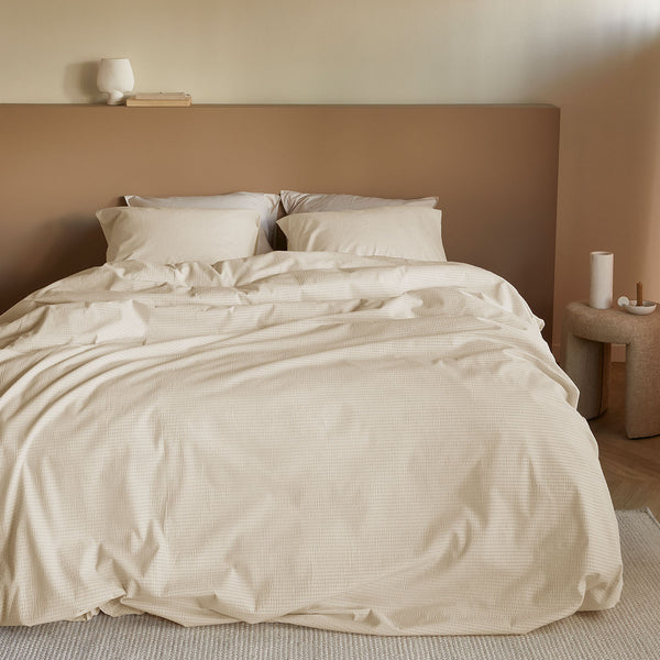 Bedding House Summer Seersucker Cotton Quilt Doona Duvet Cover Sand Queen