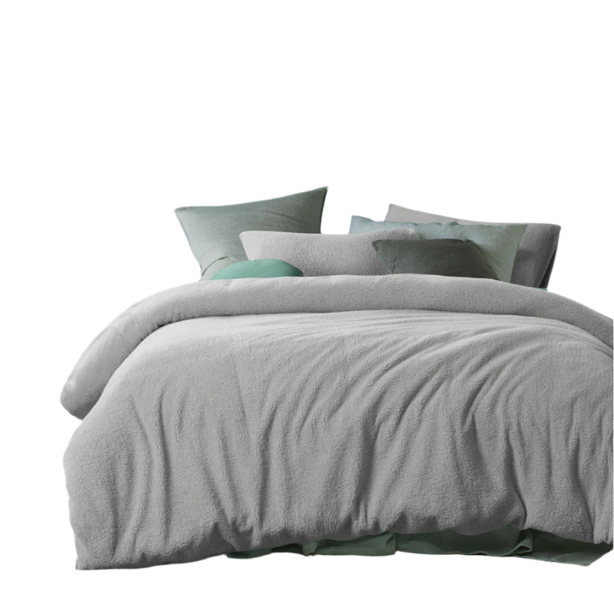 Accessorize Teddy Fleece Solid Colour Quilt Doona Duvet Cover Queen Grey