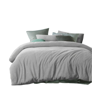 Accessorize Teddy Fleece Solid Colour Quilt Doona Duvet Cover Single Grey