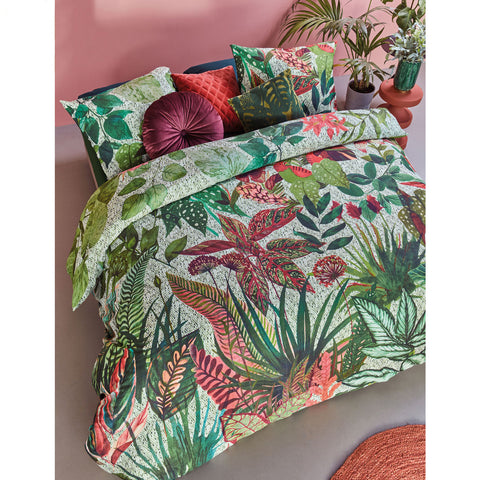 Bedding House Wildwood Tropical Green Cotton Quilt Doona Duvet Cover King