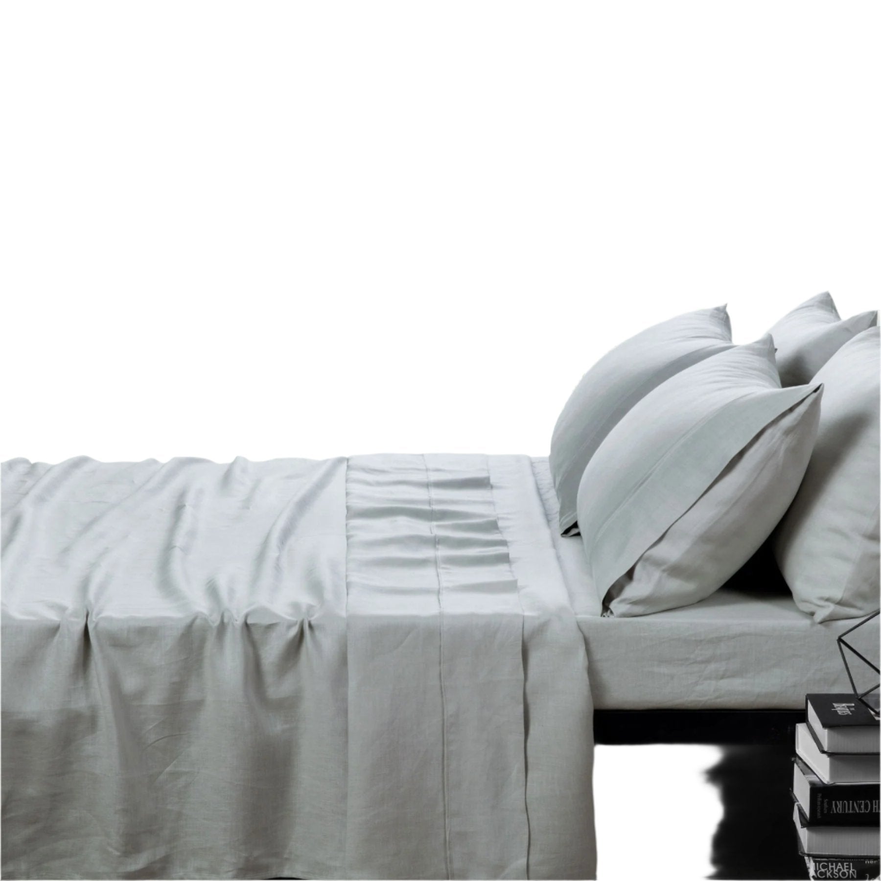 Vintage Design Homewares Linen Flat Fitted Sheet Set Dove Grey King