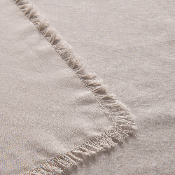 Vintage Design Homewares Gypsy Natural Fringed Linen Cotton Tablecloth 150 x 300cm