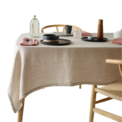 Vintage Design Homewares Helm Natural Washed Linen Cotton Tablecloth 130cm x 180cm