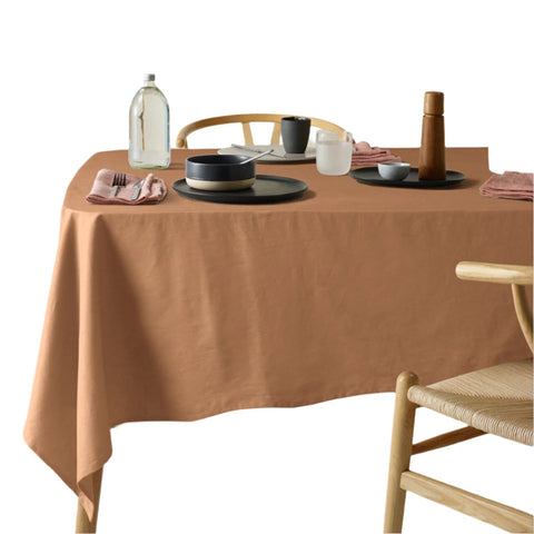 Vintage Design Homewares Helm Terracotta Linen Cotton Tablecloth 150 x 230cm