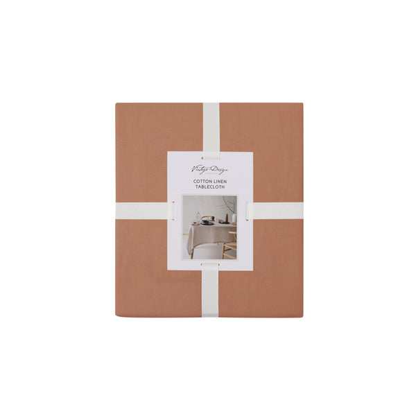 Vintage Design Homewares Helm Terracotta Linen Cotton Tablecloth 150 x 230cm