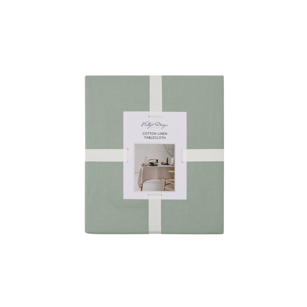 Vintage Design Homewares Helm Green Washed Linen Cotton Tablecloth 180 x 400cm