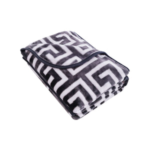 Bloomington Mink Polyester 800gsm Blanket Throw Rug Greek Key Charcoal King