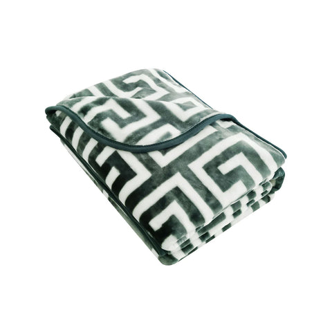 Bloomington Mink Polyester 800gsm Blanket Throw Rug Greek Key Green King