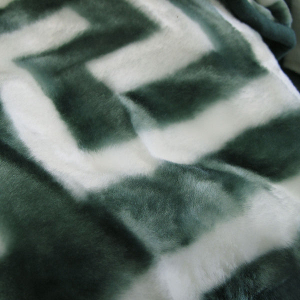 Bloomington Mink Polyester 800gsm Blanket Throw Rug Greek Key Green Queen