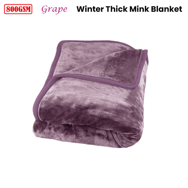 J Elliot Home 800GSM Luxury Winter Mink Blanket Throw Rug Grape Queen