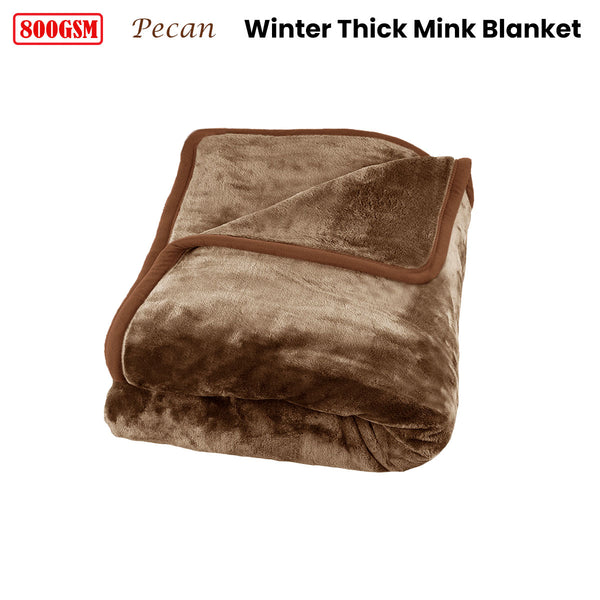 J Elliot Home 800GSM Luxury Winter Mink Blanket Throw Rug Pecan Brown Queen