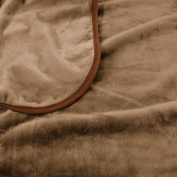 J Elliot Home 800GSM Luxury Winter Mink Blanket Throw Rug Pecan Brown Queen