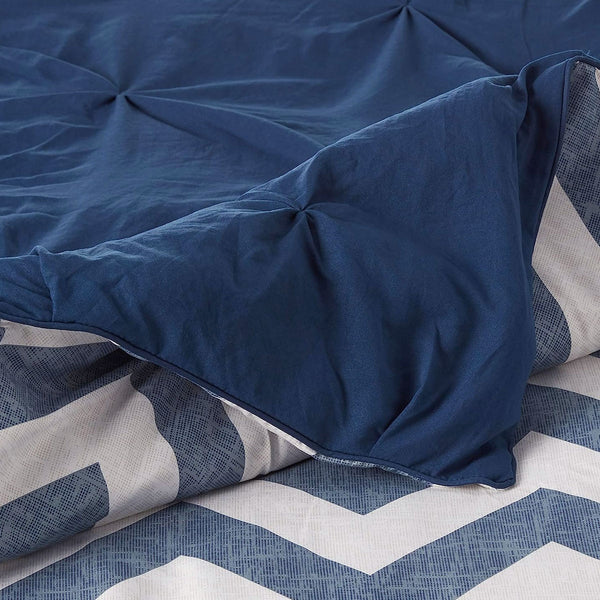 J Elliot Home 6 Pce Ella Pleated Bedspread Comforter Coverlet Navy Single