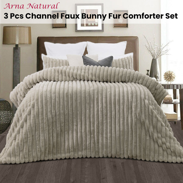 Jane Barrington Arna Channel Faux Rabbit Fur Comforter Bedspread Coverlet Queen