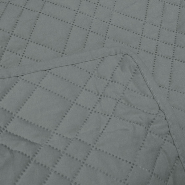 Jane Barrington Morris Quilted Reversible Coverlet Comforter Bedspread Grey King