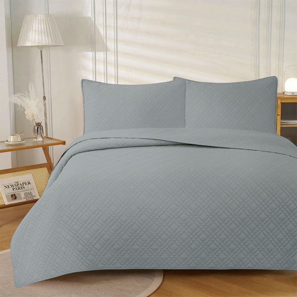 Jane Barrington Morris Quilted Reversible Coverlet Comforter Bedspread Grey Queen