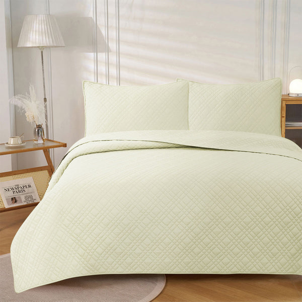 Jane Barrington Morris Quilted Reversible Coverlet Comforter Bedspread Cream Queen