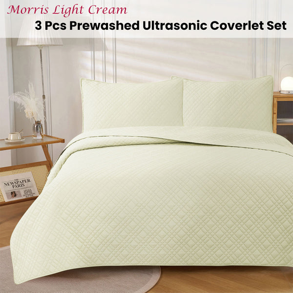 Jane Barrington Morris Quilted Reversible Coverlet Comforter Bedspread Cream Queen
