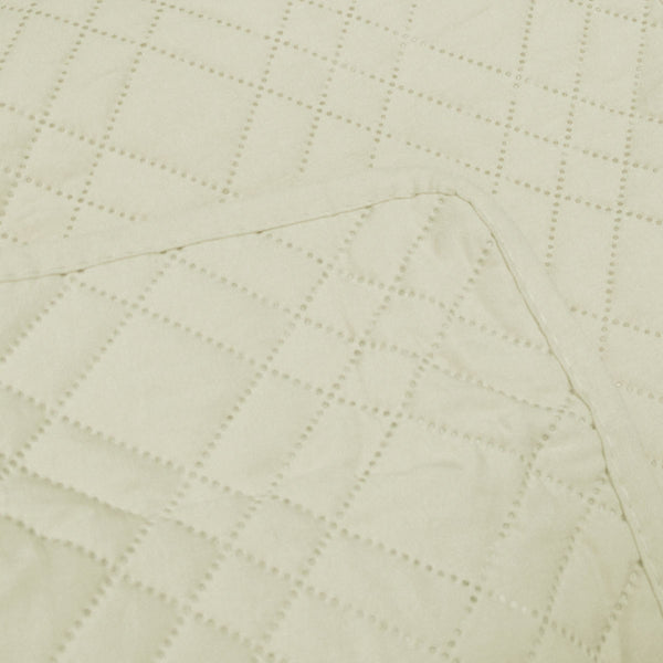 Jane Barrington Morris Quilted Reversible Coverlet Comforter Bedspread Cream Queen