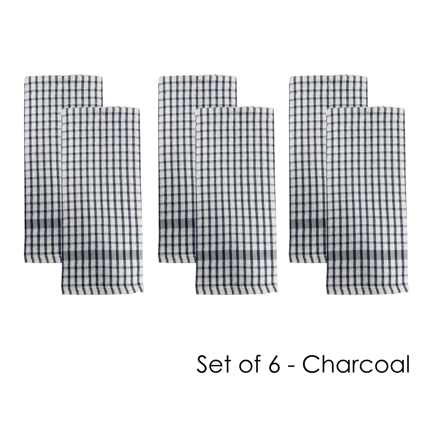 J Elliot Home Set of 6 Elly Terry Kitchen Tea Towels Charcoal Grey