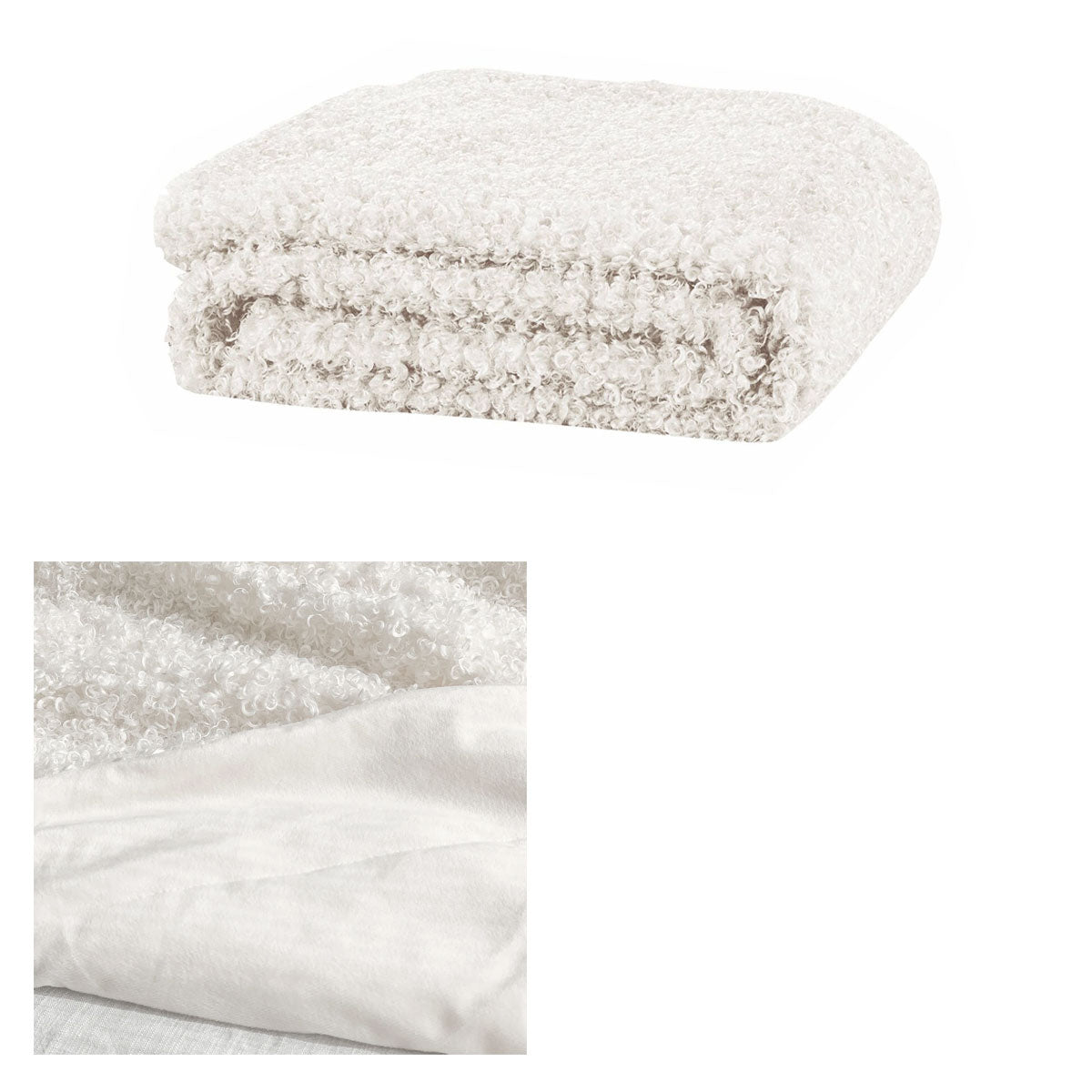 J Elliot Home Lyla Faux Sheep Fur Throw Rug Blanket 130 x 160cm Ivory